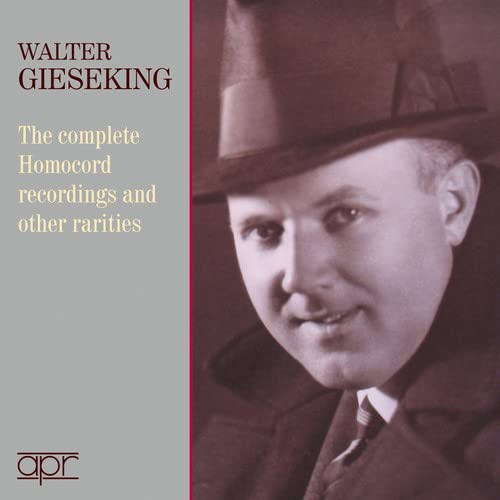 CD cover featuring a black and white portrait of pianist Walter Gieseking.