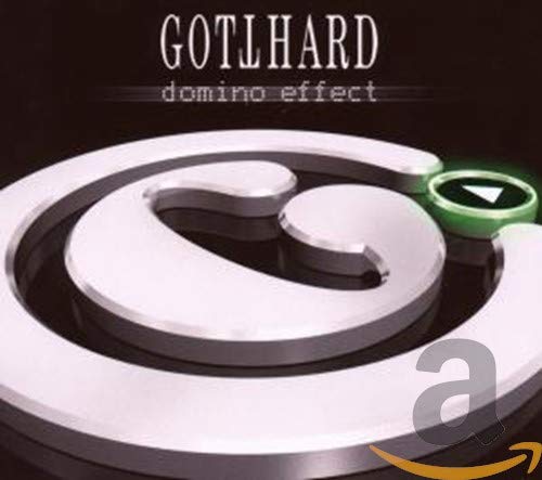 "Album cover with 'G' symbol, 'GOTTHARD' and 'domino effect' text on a black background."