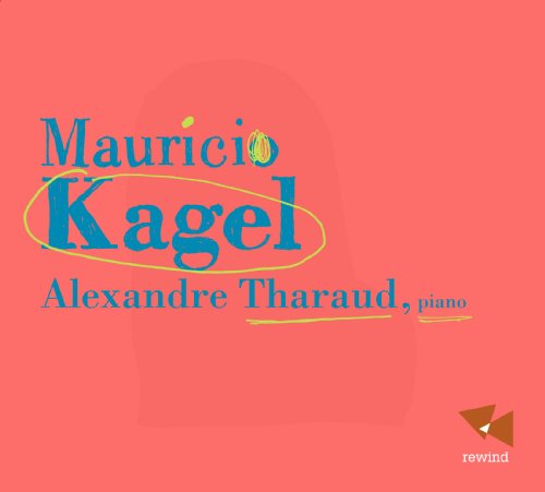 "CD cover with red background, blue text, and yellow highlights featuring 'Mauricio Kagel'."