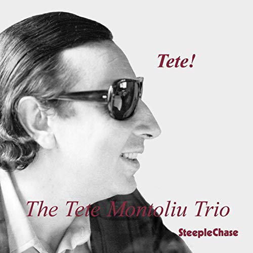 Black and white portrait of Tete Montoliu wearing sunglasses, album cover.