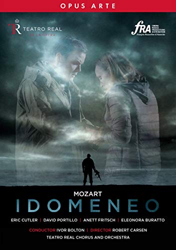 DVD cover for Mozart's "Idomeneo" featuring a man and woman facing each other.