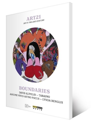 The image depicts a DVD cover for "Art21 - Boundaries". The alt text is: "DVD cover with colorful abstract art and text on white background."