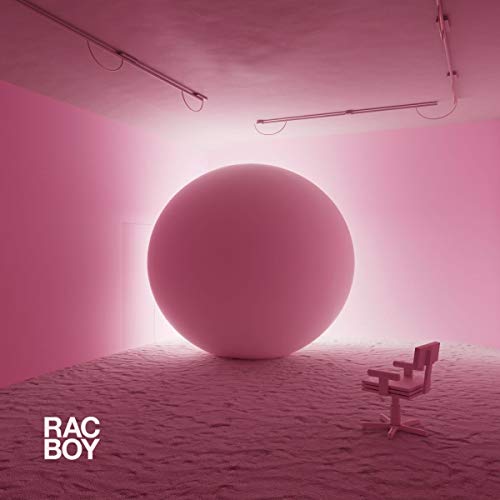 A pink room with a large sphere and a small chair, with "RAC BOY" text.