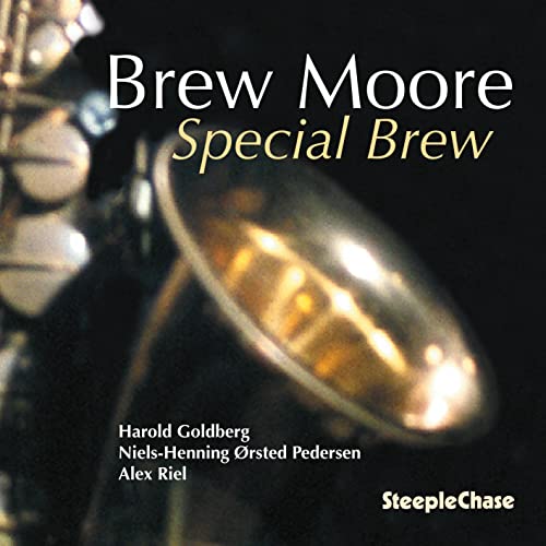 CD cover for Brew Moore’s “Special Brew” featuring a saxophone bell.