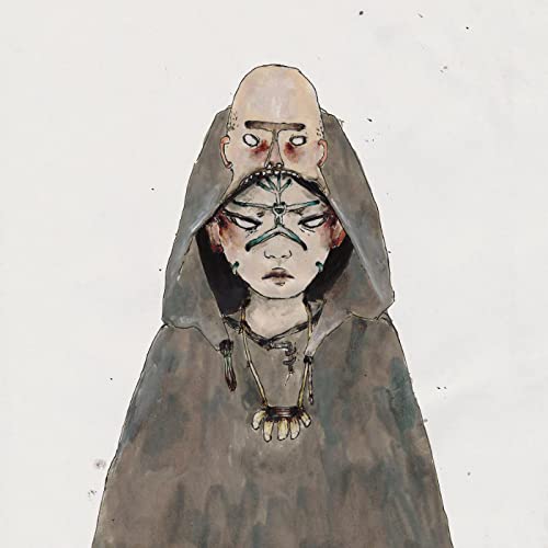 Watercolor illustration of a hooded figure with painted facial markings.