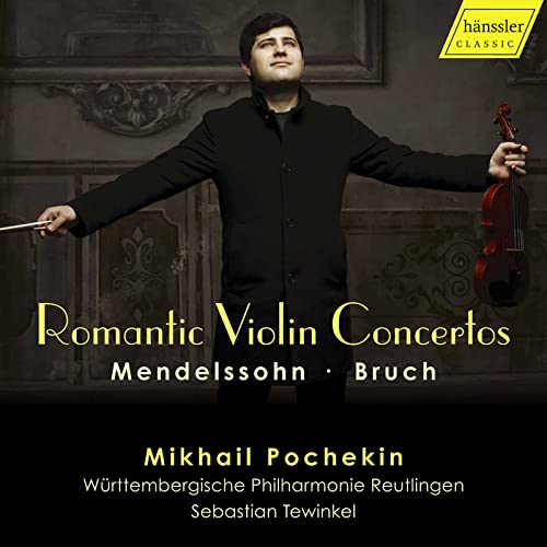 CD cover featuring violinist Mikhail Pochekin in a black coat.