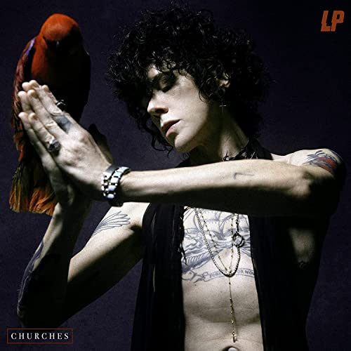 LP’s “Churches” vinyl album cover featuring a person with a macaw.
