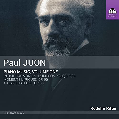 CD cover featuring a black and white portrait of composer Paul Juon.