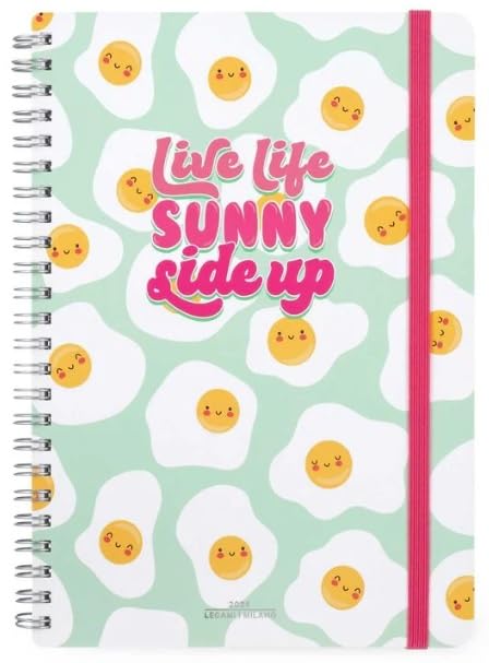 Legami - Large Spiral Weekly Calendar, 12 Months, from January 2024 to December 2024, Folding Planner 2024/2025, Elastic Closure, Final Pocket, Address Book, 15x21 cm, Egg Theme