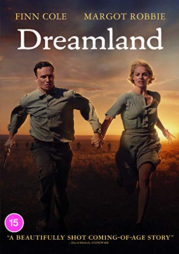 Dreamland DVD cover featuring Finn Cole and Margot Robbie running in a field.