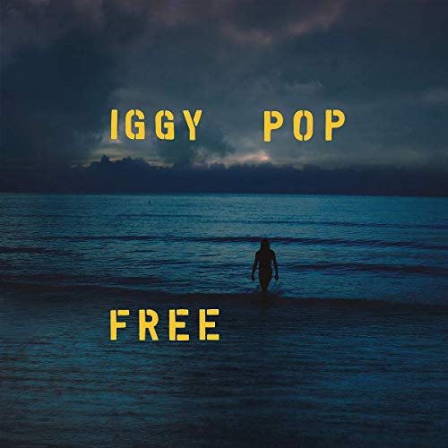 Iggy Pop's "Free" album cover: dark ocean, silhouetted figure, blue tones.