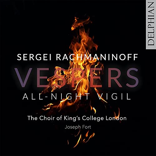 CD cover for Rachmaninoff’s Vespers, featuring a flame image.