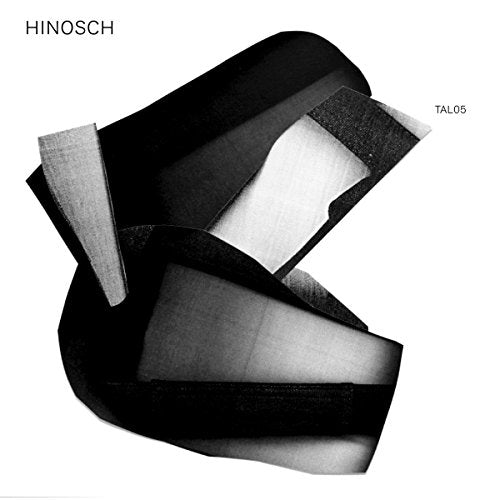 Black and white vinyl record album cover with abstract design and text "HINOSCH" on a white background.