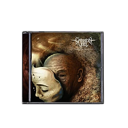 CD case with unsettling artwork of a face and cracked mask.