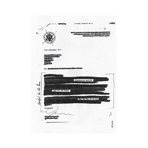 Vinyl record cover resembling a redacted official document with black bars.