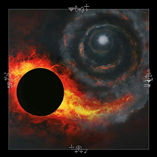 CD cover with swirling nebula, eclipse, and abstract symbols.