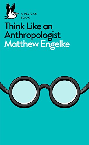 The image depicts a book cover with a teal background, black-rimmed glasses, and a pelican logo.
