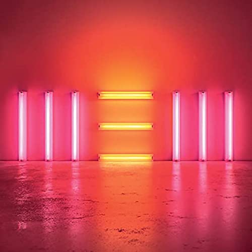 Red album cover with glowing neon lights arranged in a geometric pattern.