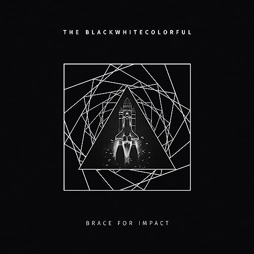 Black and white album cover with a space shuttle and geometric lines.