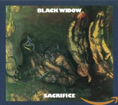 Album cover art for "Black Widow - Sacrifice" featuring a dark, eerie illustration.