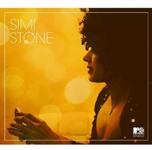 The image depicts a CD cover featuring a woman's profile. Alt text: "CD cover with a woman's profile and the text 'Simi Stone'."