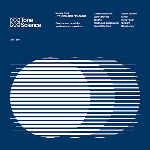 CD cover for "Protons and Neutrons" featuring abstract white lines on dark blue.