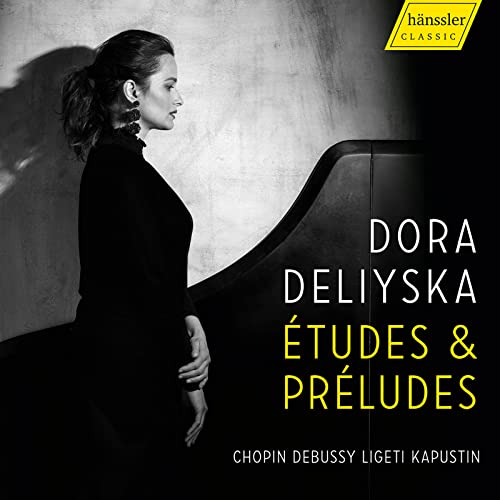 CD cover: pianist Dora Deliyska in profile beside a black piano.
