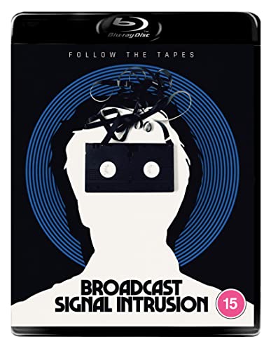 “Broadcast Signal Intrusion” Blu-ray cover with a distorted head and VHS tape.