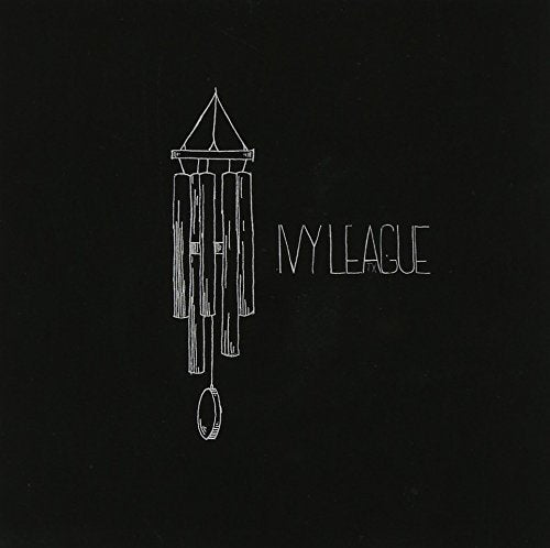 A blurry, white sketch of a wind chime with "ivy league" text on a black background.