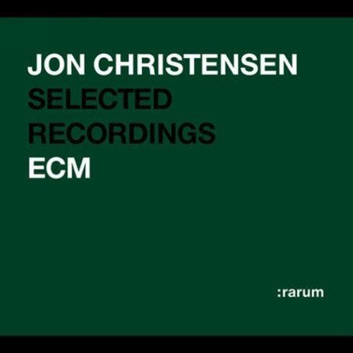 Dark teal CD cover with white and black text, featuring "Jon Christensen Selected Recordings".