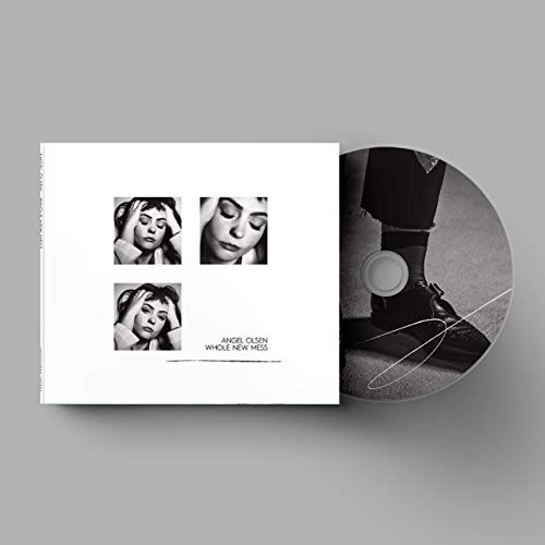 CD case with black and white portraits of Angel Olsen and a silver disc.