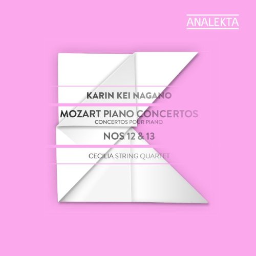 A pink album cover featuring white geometric shapes and black and gray text.