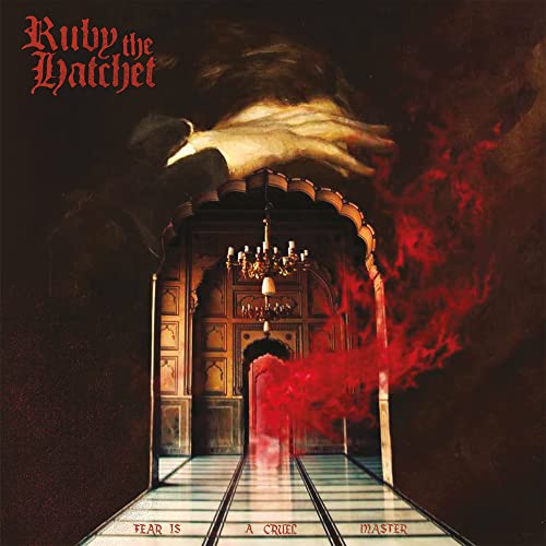 CD cover: dark doorway with chandelier, red smoke, and ghostly figure.