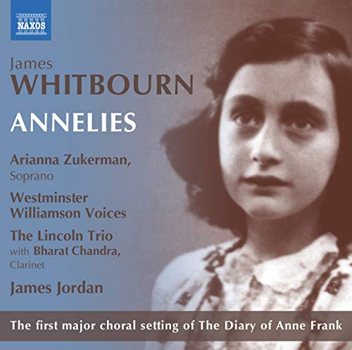 CD cover featuring a sepia-toned portrait of Anne Frank and text details.