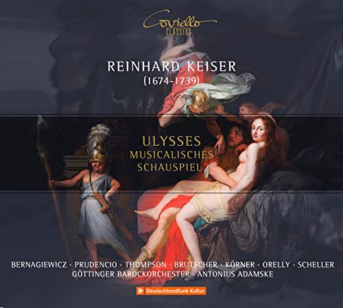 CD cover for Reinhard Keiser’s “Ulysses” featuring classical figures in a painting.