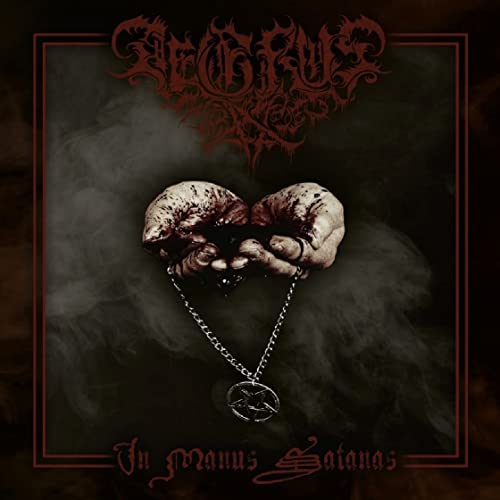 CD cover: dark, bloody hands holding a heart-shaped pendant with a chain.