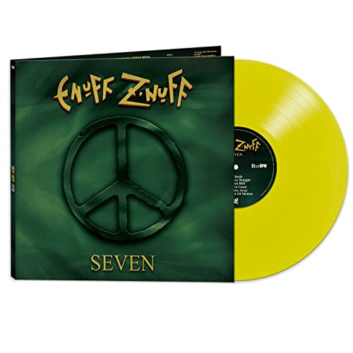 Enuff Znuff "Seven" vinyl record with green cover and peace sign.