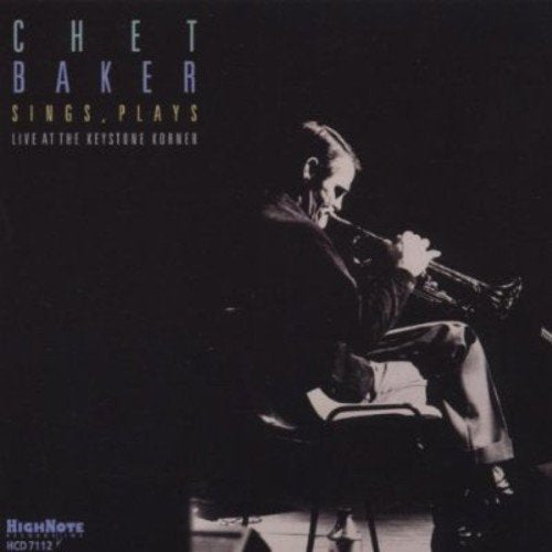 Chet Baker album cover featuring a man playing trumpet on a stool.