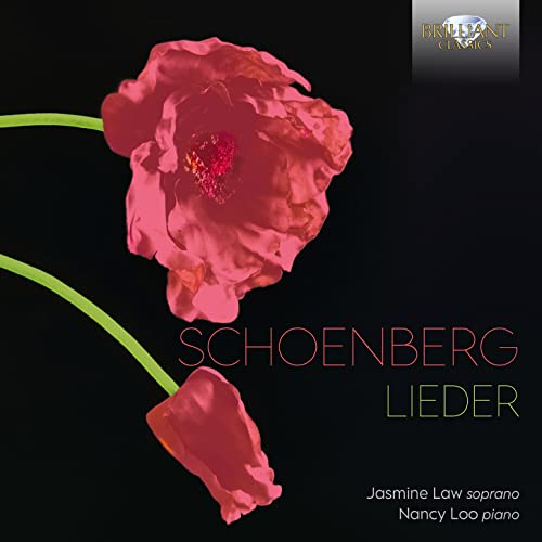 CD cover: red poppy with “Schoenberg Lieder” text and artist names.