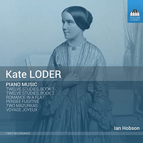 CD cover featuring a portrait of Kate Loder and piano music details.