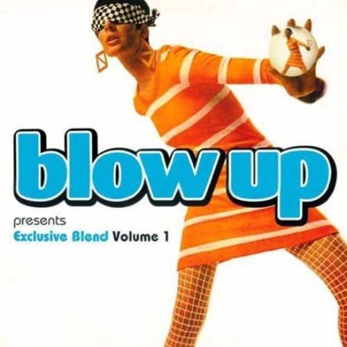 CD cover featuring a person in striped clothing and bold “blow up” text.