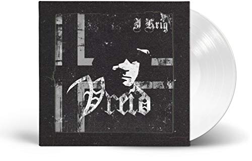 White vinyl record with black album cover featuring distressed text and image.