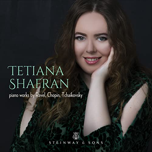 CD cover featuring pianist Tetiana Shafran with text and logo.