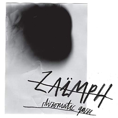 Black and white album cover with obscured face and handwritten text.