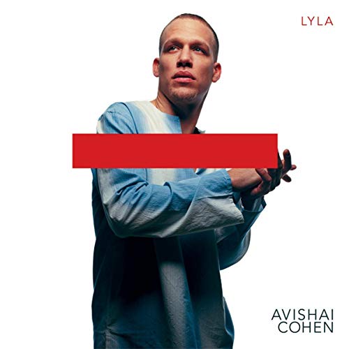 Avishai Cohen album cover, portrait of a man with a red bar.