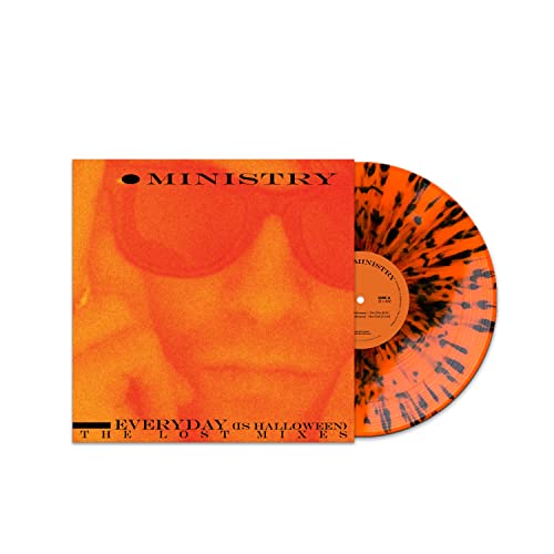 Orange and black splatter vinyl record for Ministry’s “Everyday (Is Halloween).”