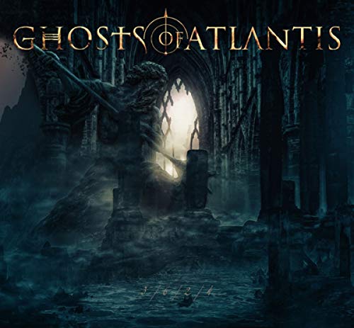 Album cover for “Ghosts of Atlantis” featuring a stone statue in ruins.