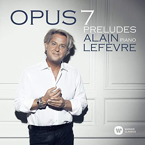 Man in white shirt standing against white paneled wall, hands clasped, with album title "Opus 7".