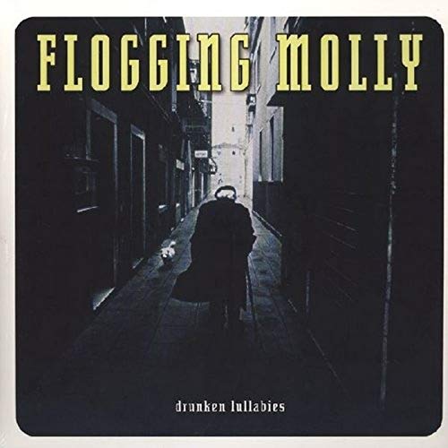 Flogging Molly "Drunken Lullabies" vinyl album cover, figure walking down alley.