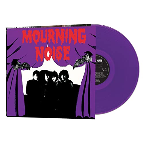 Purple vinyl record with album cover featuring a band and bats.